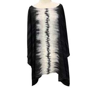Quacker Factory Embellished Tie Dye Caftan Women 2X Black White Rhinestones Boho